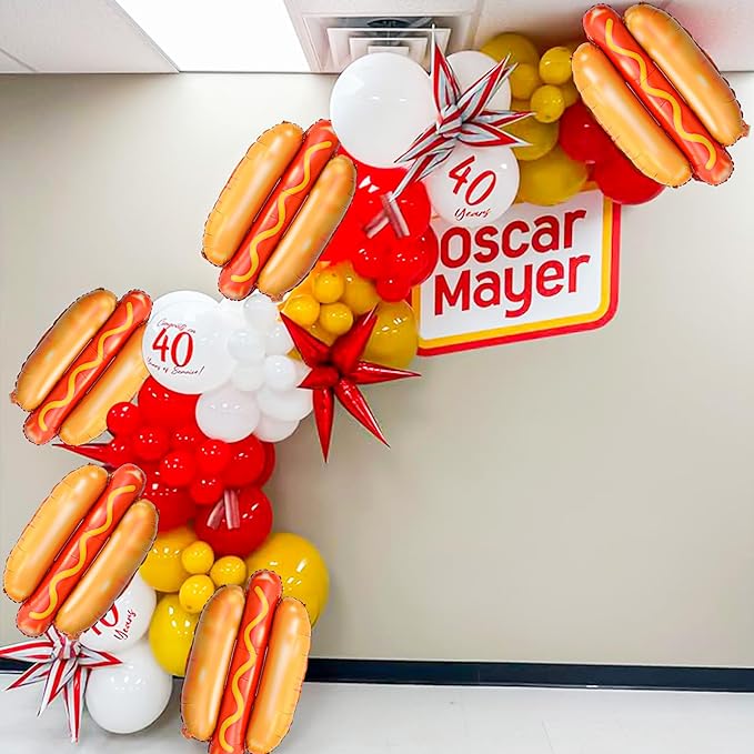 Hotdog-Balloons BBQ-Party-Balloon 6PCS 28in Funny Food Shaped Balloons BBQ Picnic Birthday Summer Gathering Snack Theme Decorations Party Supplies