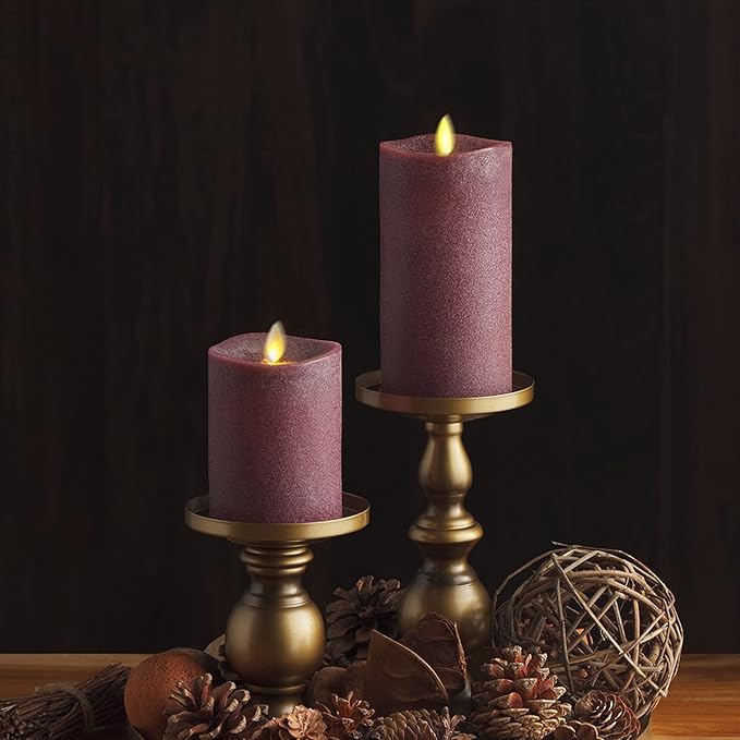 Luminara - Flameless LED Battery Operated Flickering Pillar Candles - Raisin- Pack of 1-3x4.5 - Realistic Moving Flame Real Wax Indoor/Outdoor Decor