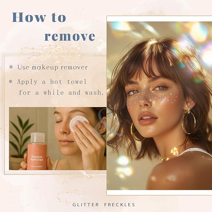 Glitter Freckles, 32 Pcs Sparkle Glitter Freckles Face Tattoo for Women Girls Silver Temporary Face Tattoos Concert Festival Rave Accessories (Silver)