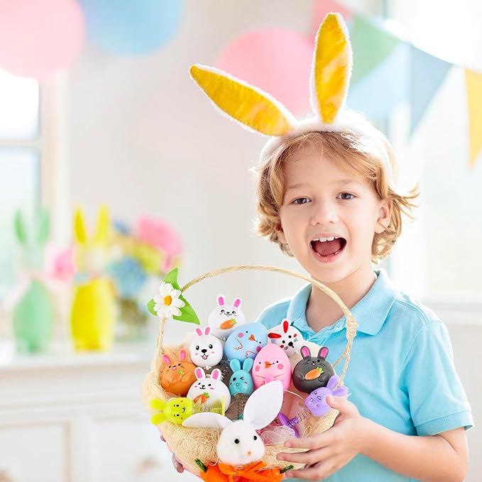Small Pull Back Toy Cars Set,12 PCS Mini Racing Vehicles for Holiday Birthday Party Favors,Goodie bag Stuffers,Classroom Prizes,Bulk Toys for Kids (Easter Bunny Rabbit Egg Basket Stuffers,Pop Up Toys)