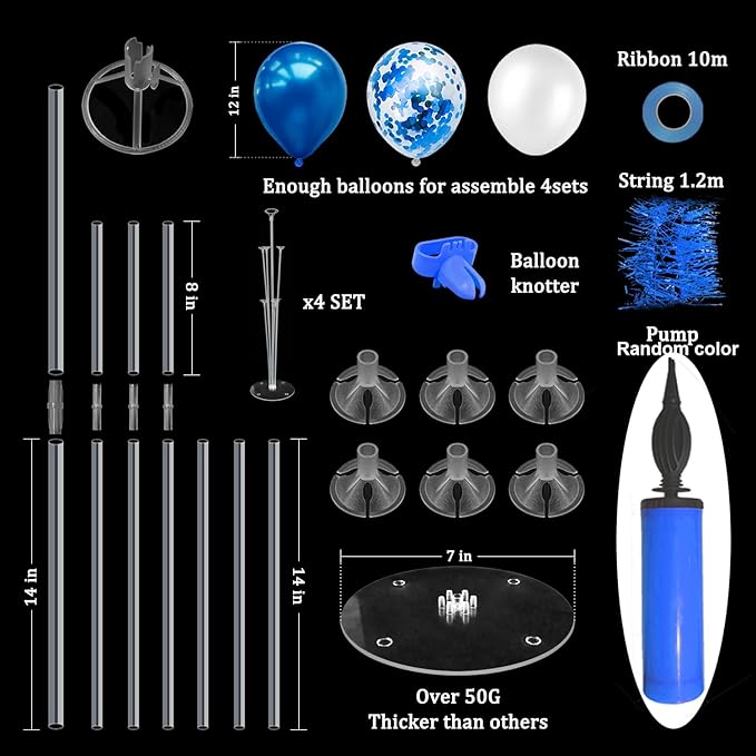 Blue Balloon Stand Centerpiece Table Decorations for Men's Birthday Father's Day Retirement Graduation Decorations Class of 2025(Blue set4)