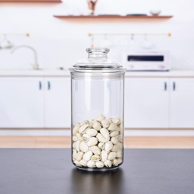 34oz Acrylic Storage Jar, Airtight Lid with Silicone Sealing Ring, Ideal Canister Container for Sugar, Tea, Spices, Herbs, Shells, Bath Salt, Christmas Decorative Apothecary Jars