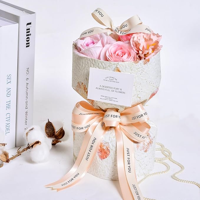 Ribest Cotton Ribbon with Just for You, Use for Gift Wrapping Crafts Flower Bouquet Party Decoration 5/8 Inch x 10 Yard
