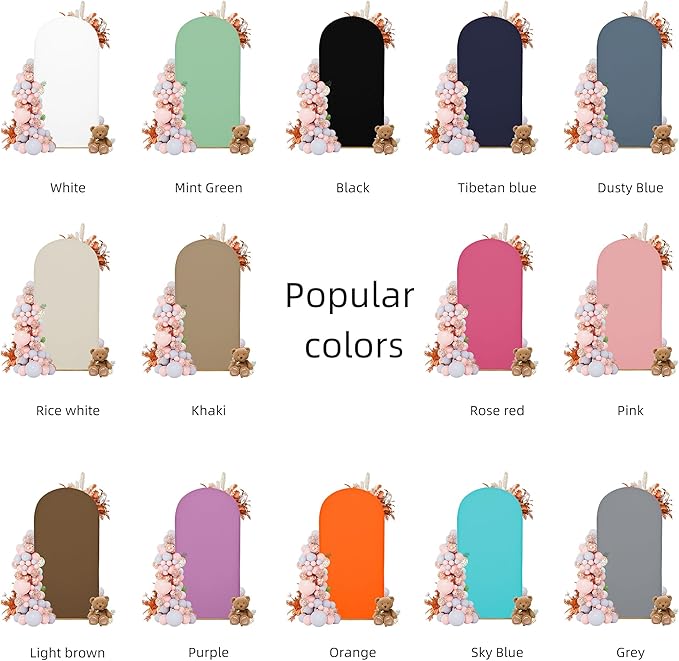 Wedding Arch Covers Arch Backdrop Cover Arch Stand Covers 7.2FT 6.6FT 6FT Set of 3 Arch Cover Spandex Fabric Stretchy Backdrop for Wedding Birthday Party Decoration Baby Shower (Candy Orange)