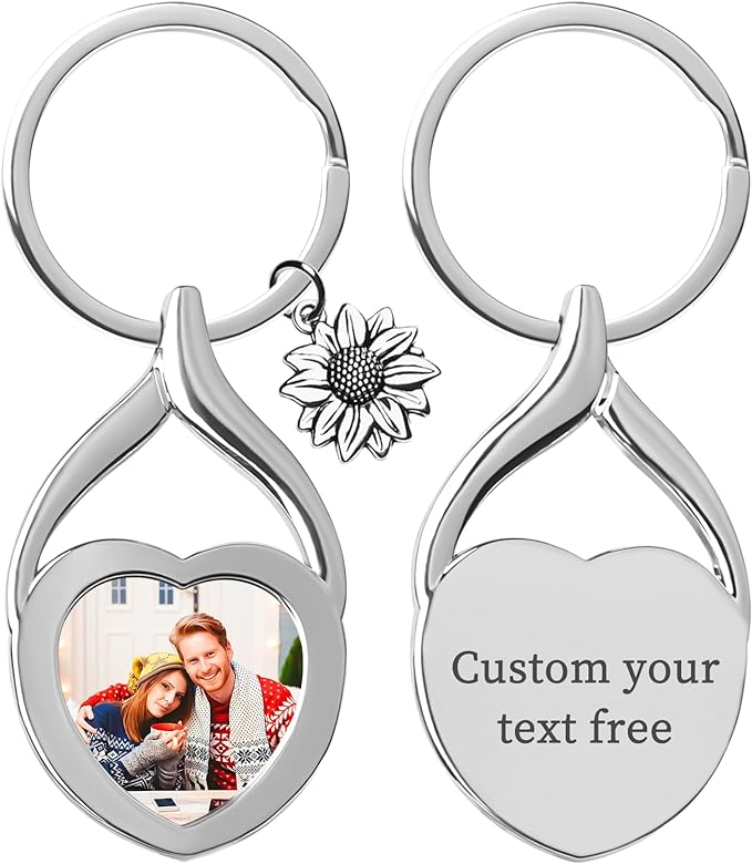 Double Side Custom Keychain with Picture Personalized Engraving Photo Text Customized Gifts for Men Women