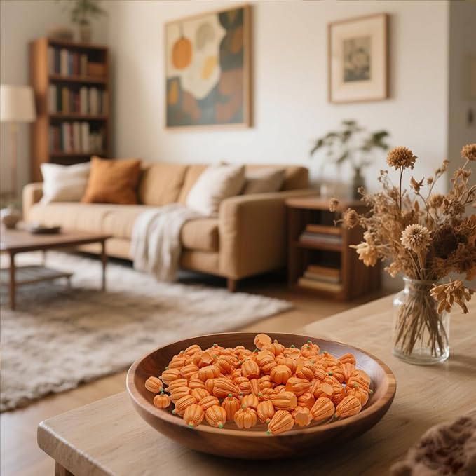 100Pcs Mini Pumpkins for Crafts, Resin Small Pumpkin Decor, Decorative Miniature Pumpkin, Fake Tiny Orange Pumpkins for Decorating in Bulk for Vase Filler, Fall, Thanksgiving, Halloween