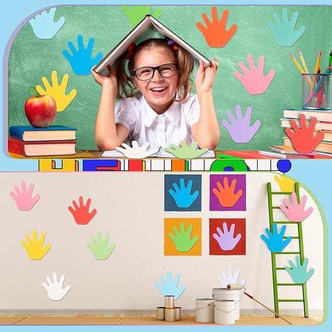 360 Pcs Hand Cutouts Paper Hand Shape Cut-Outs Assorted Color Handprint Shape Cutout Blank Creative Paper Cutouts for Kids DIY Craft Art Project Home School Classroom Decorations Bulletin Board Decor