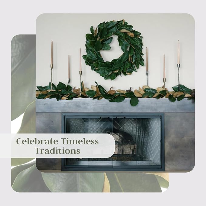 CG Hunter Holiday Collection Faux Garland, Premium Artificial Indoor and Outdoor Large 9-ft Magnolia Leaf Christmas Garland, Christmas Decorations and Holiday Greenery