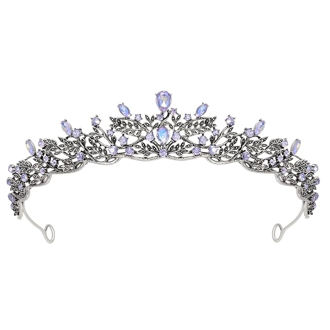 SWEETV Gold Princess Tiaras for Women Girls, Queen Crowns Tiaras Adult Headband for Bride Wedding Bridal Birthday Quinceanera Pageant Party Prom,Halloween Costume Cosplay Accessories Christmas Gift, Purple