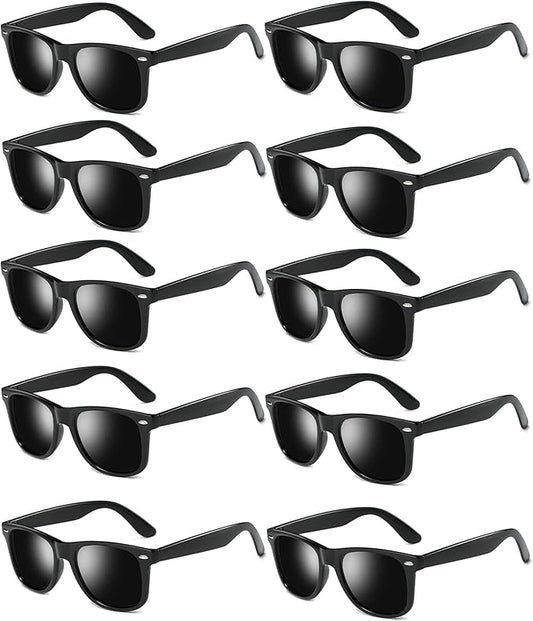 Fsmiling Black Sunglasses Bulk Adult Party Sunglasses 80s Sunglasses Pack for Men Women Party Favors -10Pack