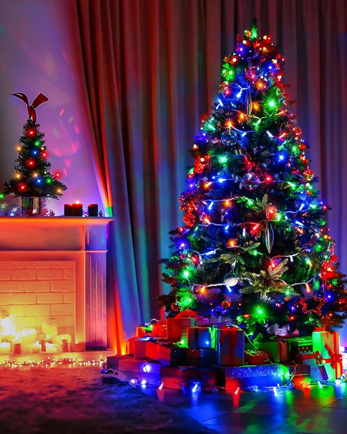 Total 250FT 760 LED String Lights Indoor Outdoor Clear Wire, 2 Packs 380 LED Christmas Lights for Bedroom, Timer & Memory, Plug in Fairy Lights for Tree Outside Xmas Holiday Decorations, Multicolor