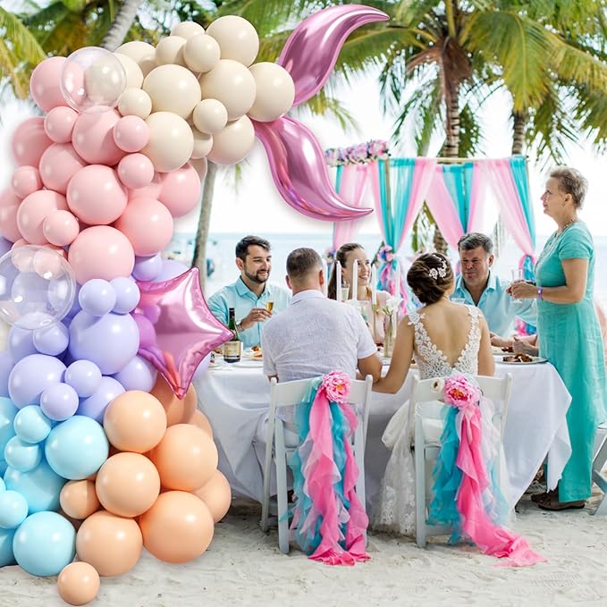 Paready Mermaid Themed Balloons Garland Arch Kit 150Pcs for Sea Princess Theme Birthday Baby Shower Wedding Bridal Shower Engagement Party Decorations