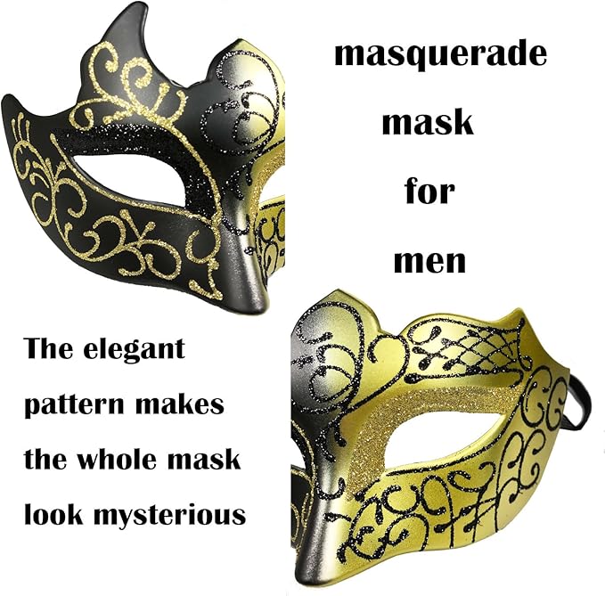 Masquerade Mask for Couple Mardi Gras Venetian Party Mask Set Halloween Costume Accessory