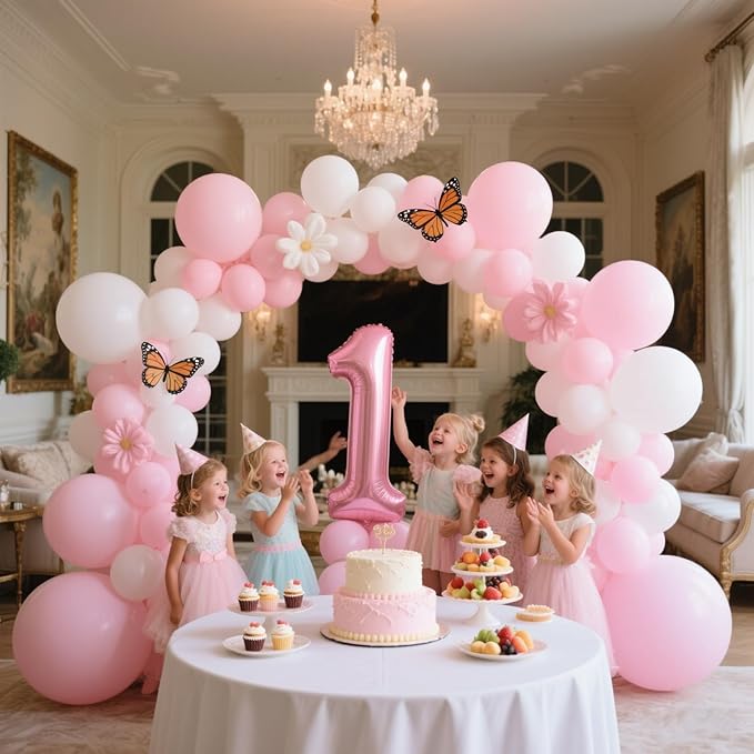 Light Pink Balloons 125 pcs Different Sizes of 8 12 10 5 Inch Pastel Baby Pale Pink Balloon Arch Kit Garland for Princess Birthday Baby Shower Gender Reveal Valentine's Day Party Decoration