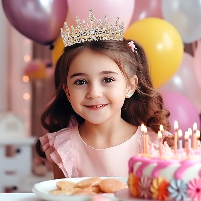 Schmoopy Tiara Crown for Women, Hair Accessories for Party Wedding (B-Gold)