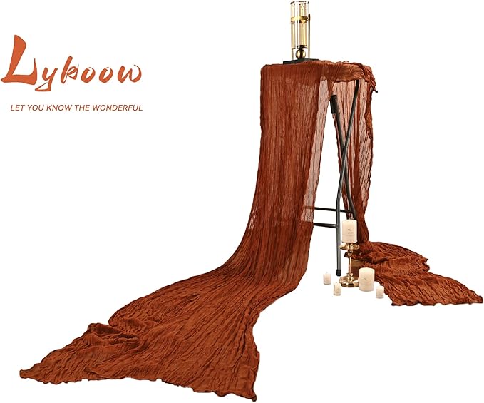 10 Packs Terracotta Cheesecloth Table Runner, 10Ft x 35" Rust Rustic Gauze Boho Wedding Table Runner Decoration, Wedding Table Decor Table Cloth for Wedding Party Bridal Shower Table