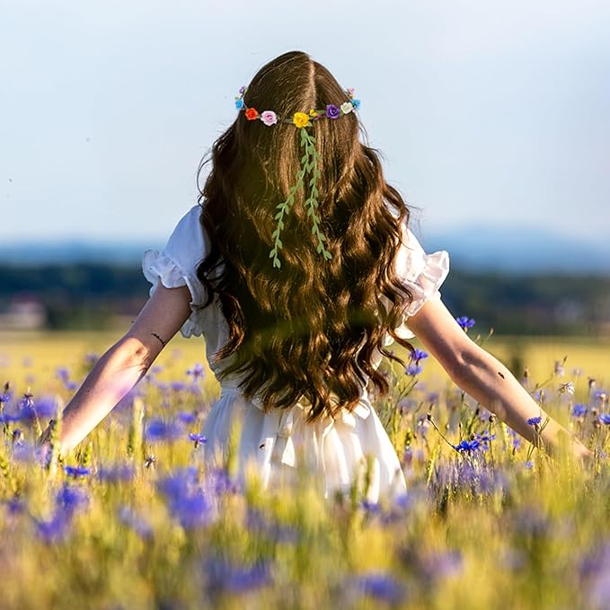 Assorted Colored Flower Crown, Wreath Headband Floral Headpiece Party Festivals, Garland Multicolor Headbands