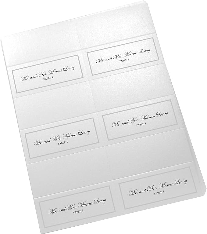 Single Line Border Printable Place Cards, Silver (Choose Color), Set of 150 (25 Sheets), Laser & Inkjet Printers - Wedding, Party, Dinner, and Special Events - Made in the USA