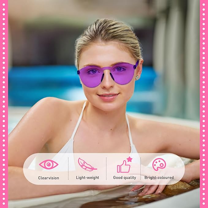 Pibupibu 12/24 Pack Fun Mixed Rimless Party Glasses Bulk, Colorful Funny Sunglasses Set for Bachelor Party Favors