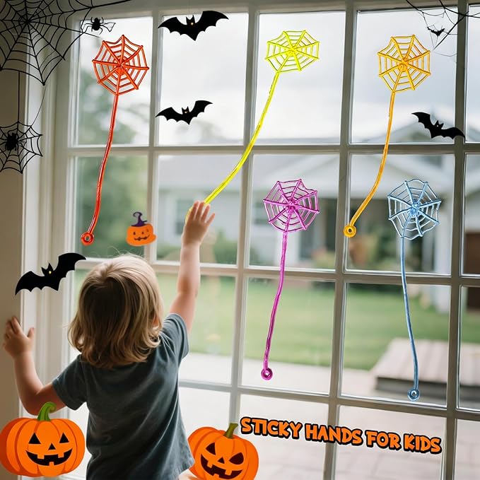 50 Pcs Spider Web Sticky Hands for Kids Bulk Halloween Party Favors Decorations,Pinata Stuffers for Kids,Spider Webs for Classroom Prizes,Halloween Goodie Bags Stuffers Sticky Hands Toys for Boys Girl