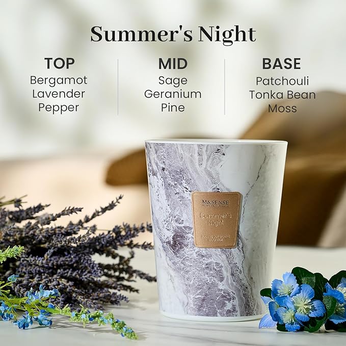 M&SENSE Extra Large Candle 35oz 150H Summer Night Scented, 3 Wick Highly Scented Jar Candles, XL Large Christmas Gift Candle for Women, Long Lasting Burning for Holiday, Thanksgiving, Christmas