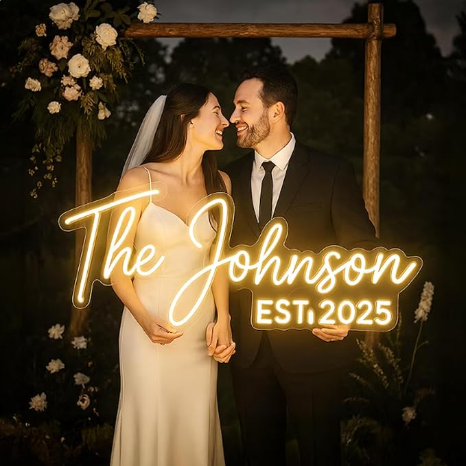 Custom Wedding Neon Sign - Personalized LED Name Light for Bride and Groom, Colors Adjustable Neon Wedding Decor for Reception Backdrop, Anniversary, Engagement, and Party Decorative Sign