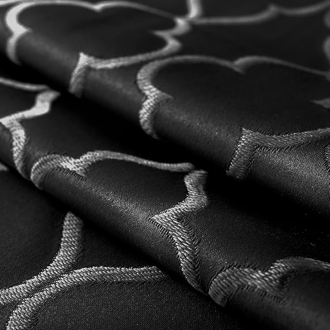SASTYBALE Jacquard Tablecloth Flower Pattern Polyester Table Cloth Spill Proof Dust-Proof Wrinkle Resistant Table Cover for Kitchen Dining Tabletop Decor(Rectangle, 60" x 120" (10-12 Seats),Black)