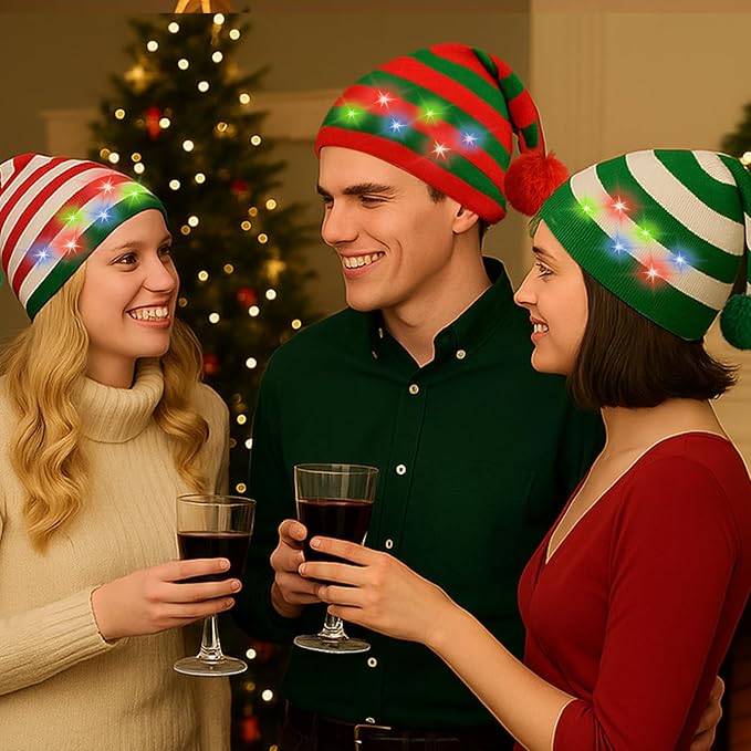 Christmas Light Up Beanie Funny Warm Winter Hats, for Adults Women Men Teens