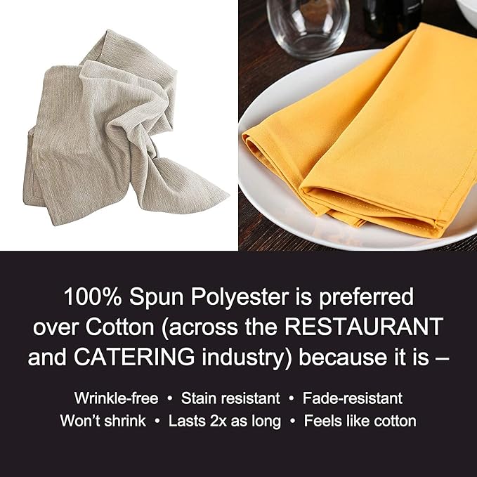Arkwright Restaurant Cloth Napkins - (Pack of 25) Spun Polyester Dinner Napkin with Hemmed Edges - Ideal for Dinner, Wedding, Party, Banquet, Kitchen, 20 x 20 in, Gold