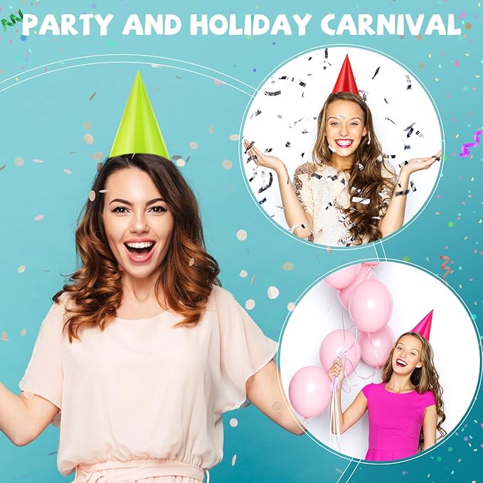 JaGely 100 Pieces Colorful Birthday Party Hats Metallic Foil Cone Hat for Christmas New Year Party Supplies, 5 Colors