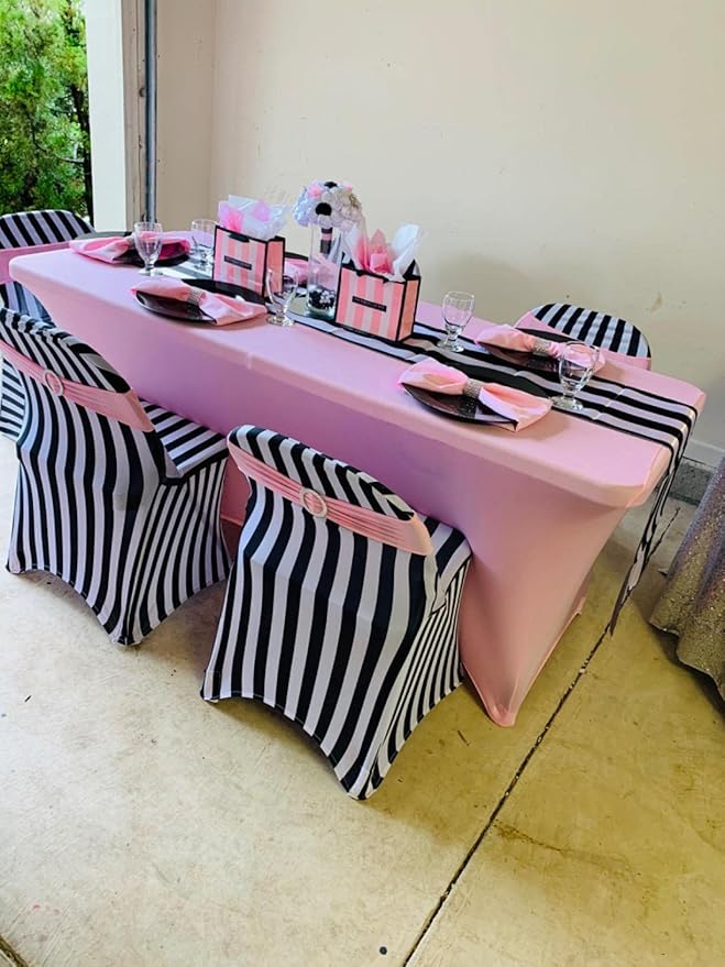 FORLIFE Spandex Table Cover - Fitted 6ft Rectangular Tablecloth, Stretch Patio Table Cover for Wedding, Banquet, Party (Hot Pink)