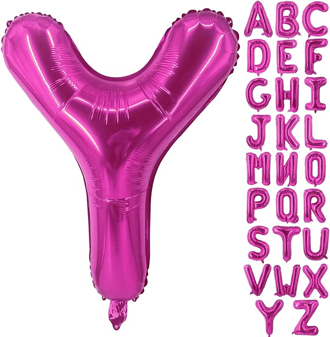Lovoir 40 Inch Large Hot Pink Letter Y Balloons Big Size Jumbo Mylar Foil Helium Balloon for Birthday Party Celebration Decorations Alphabet Hot Pink Y
