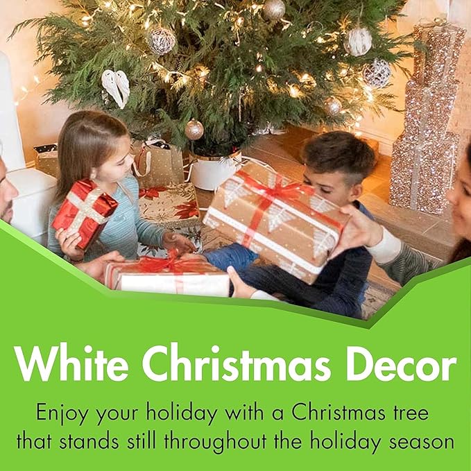 Yard Butler Santa's Helper Christmas Tree Stand - Heavy-Duty Christmas Tree Stand - Metal Stand Base for Live Christmas Tree - Durable & Weighted Christmas Tree Base - for 3–6' Trees - White