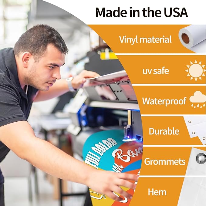 Custom Vinyl Banners and Signs Personalized with Photo or Logo Text, DIY Banner Customized for Birthday Party Graduation Thanksgiving Wedding Business Indoor Outdoor Display