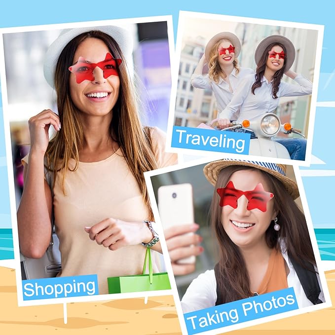 Morcheiong 10/20/30/40 Pack Star Sunglasses Colorful Rimless Sunglasses, Cool Pool Wedding Party Favor Pentagram Glasses