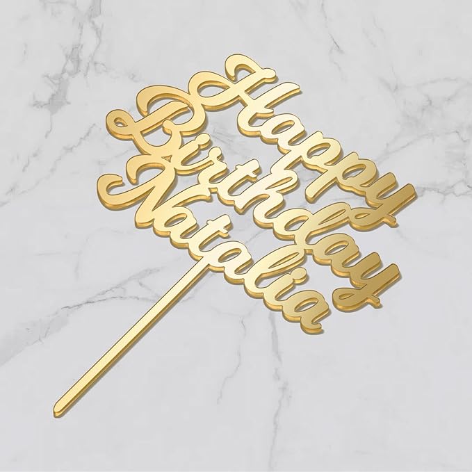 Birthday Cake Topper Custom Name Cake Decoration Personalized Acrylic Happy Birthday Cake Topper (Milkshake)