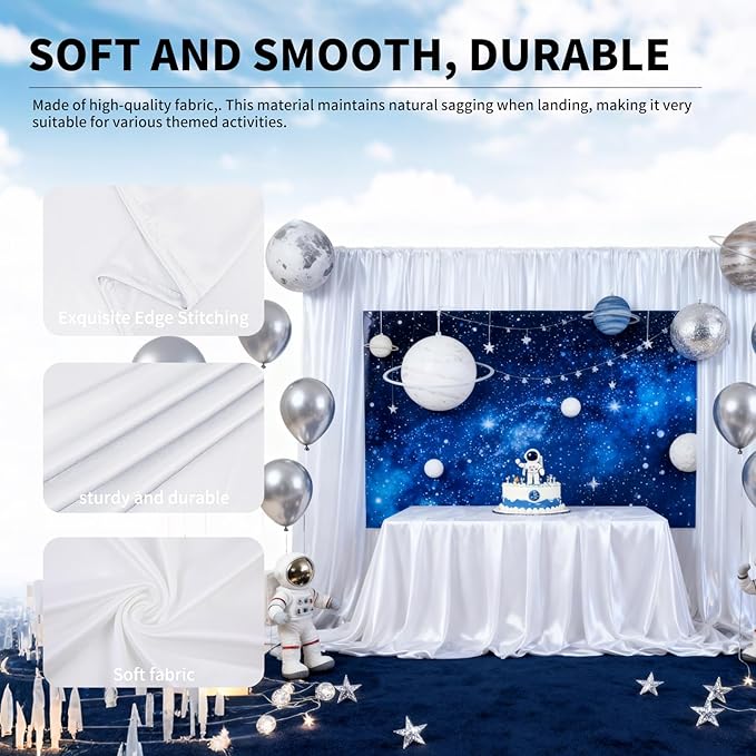 5x10FT Photo Stage Backdrop 2 Panels Curtains Drapes for Photography and Party (White)