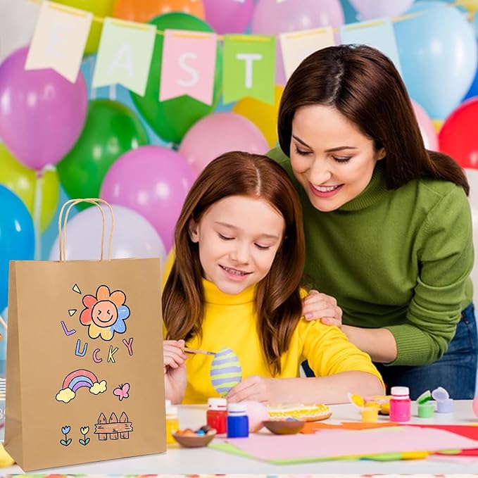 XPCARE Large Brown Paper Bags, 200 Packs 10x5x13 Inch Gift Bags with Handles Bulk Paper Bag with Handles Retail Kraft Paper Bag Brown Gift Bags for Wedding Party Shopping