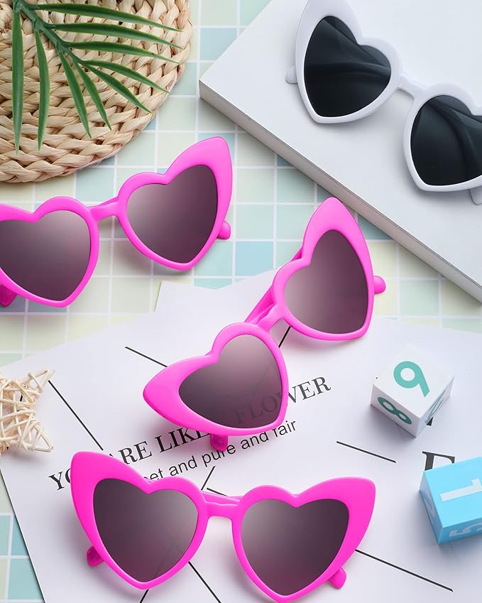 Flutesan 15 Pairs Heart Shaped Sunglasses Vintage Cat Eye Sunglasses for Bachelorette Party Supplies