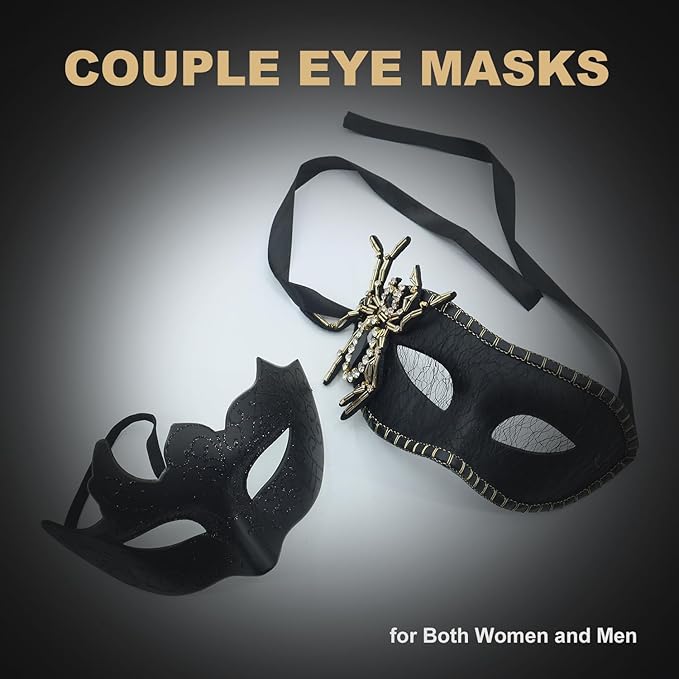 Couple Masquerade Mask for Women Men Shiny Venetian Mask Halloween Mask for Party Prom Ball Costume Lace Masks