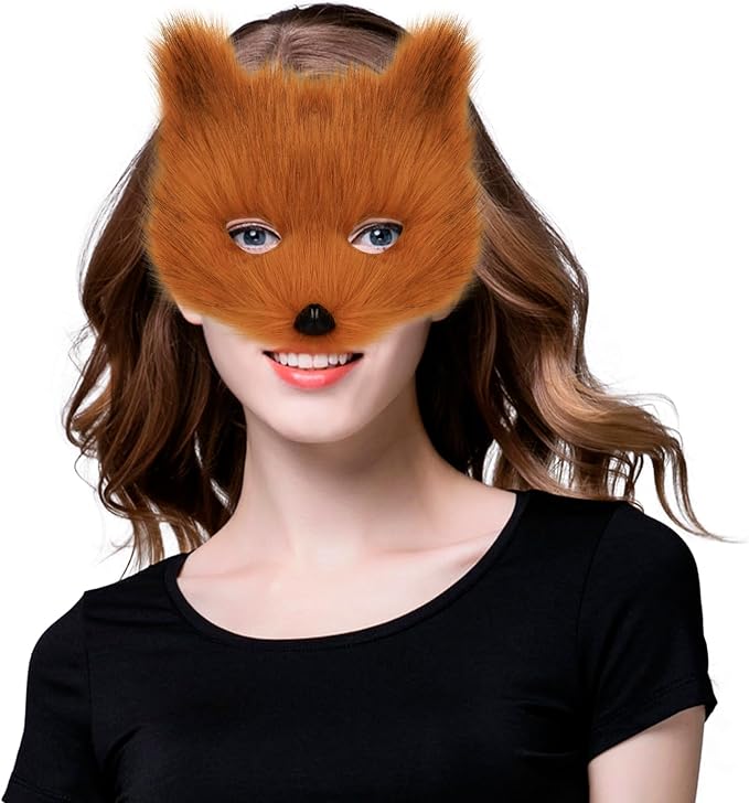 Animal Fox Wolf Mask Halloween Party Cosplay Costumes Props Plush Cat Half Face Masks Carnival Christmas Masquerade