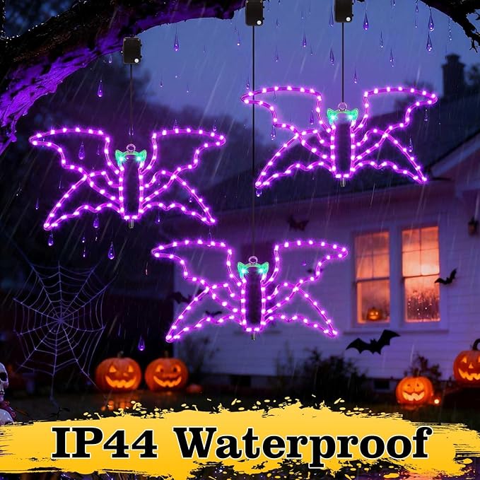 Halloween LED Bat Light, Single Hanging Bat, Indoor & Outdoor Halloween Decor, 4 Light Modes, Timer Function, Perfect Yard & Party Decoration