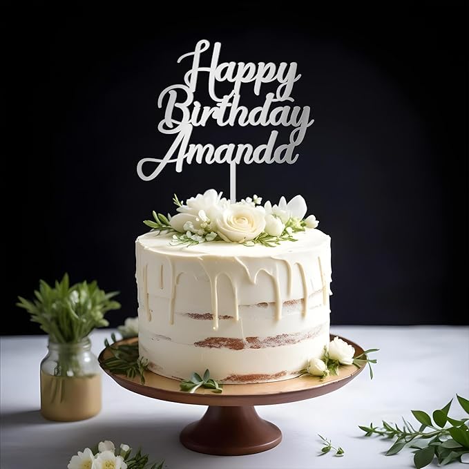 Custom Birthday Cake Topper Personalized Name Cake Decoration Acrylic Happy Birthday Cake Topper (Handmade)