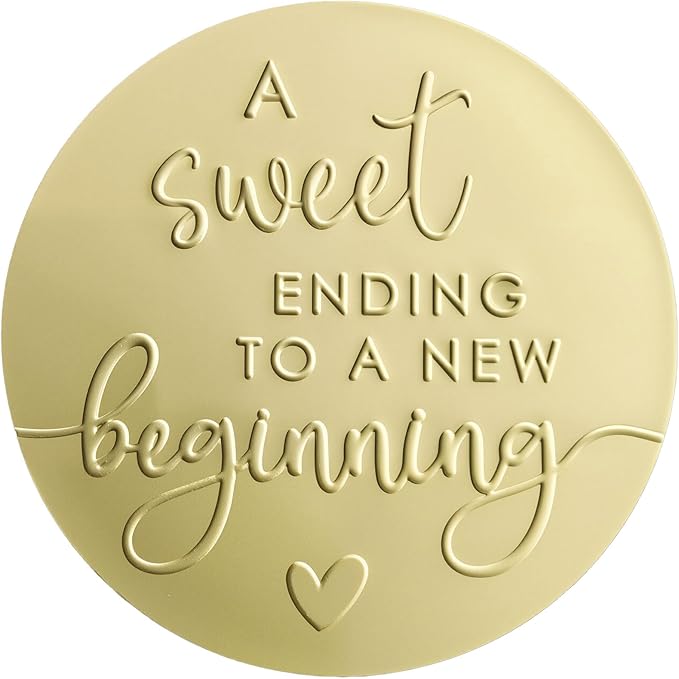 100 x A Sweet Ending to a New Beginning Stickers – Embossed Gold Foil Labels – Wedding & Graduation Favor Stickers for Candy or Gift Bags – Elegant Party Seals, 1.6 Inch