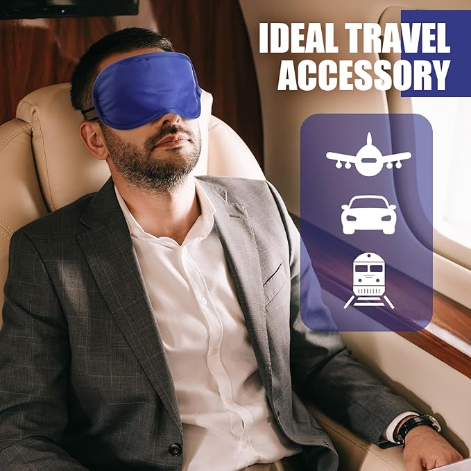 Tarpop 200 Pcs Eye Mask Sleeping Blindfold Eye Cover with Adjustable Strap for Games Party Team Building Travel Individually Wrapped Sleep Mask for Women Men(Blue)