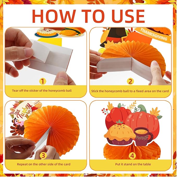 Thanksgiving Table Decorations Centerpieces 9pcs Friendsgiving Table Decorations Fall Centerpieces Turkey Centerpieces for Tables Thanksgiving Honeycomb Table Decorations for Fall Pumpkin Party