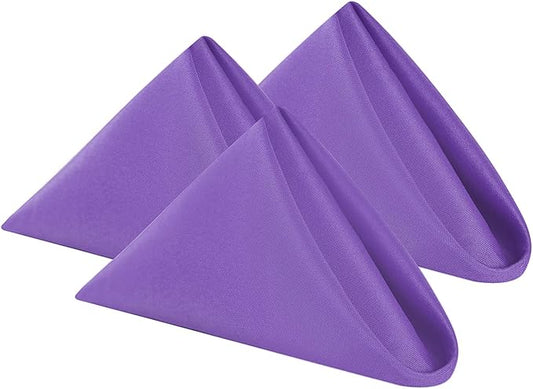 Cloth Napkins 17x17 inch Washable Polyester Dinner Napkins Soft Table Napkins for Wedding Party Dining Banquet(Purple,12PCS)