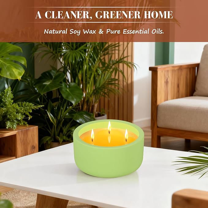 Viyffo Fall Candles - Lemon & Vanilla, 3 Wick Large Scented Candle, 20oz Soy Candles for Women & Men, Non Toxic Aromatherapy Candle, Ceramic Velas Perfect for Autumn Home Decor & Gift