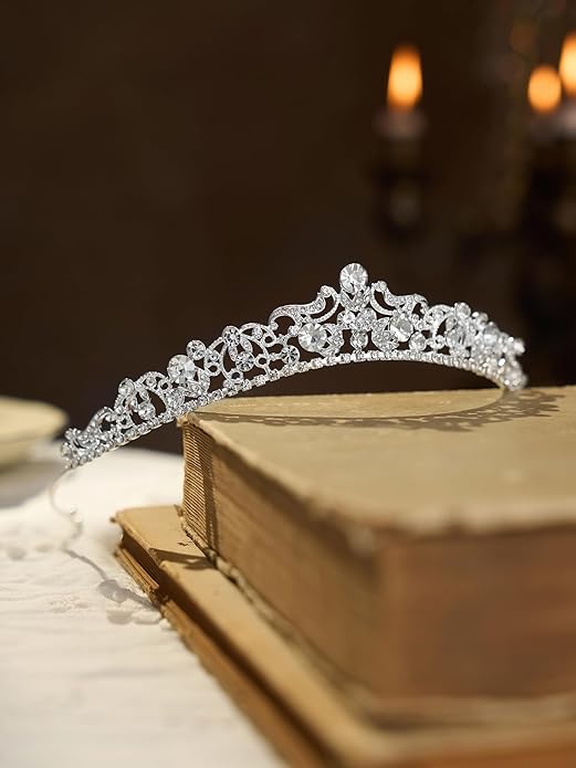 SWEETV Wedding Tiaras and Crowns, Rhinestone Bridal Crown Princess Tiara Headpieces for Women and Flower Girls, Bridgerton Hair Accessories for Birthday Prom Quinceanera