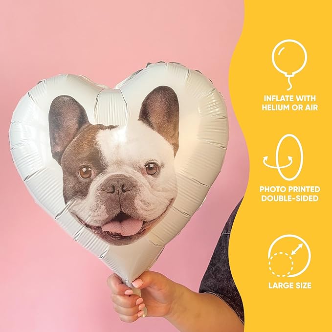 Big Dot of Happiness Personalized Fun Face Photo Heart Balloons, Custom Birthday Balloons, Anniversary Party Decorations, Baby Shower, Bachelorette Party, Double-Sided Mylar Balloon, 1 Piece